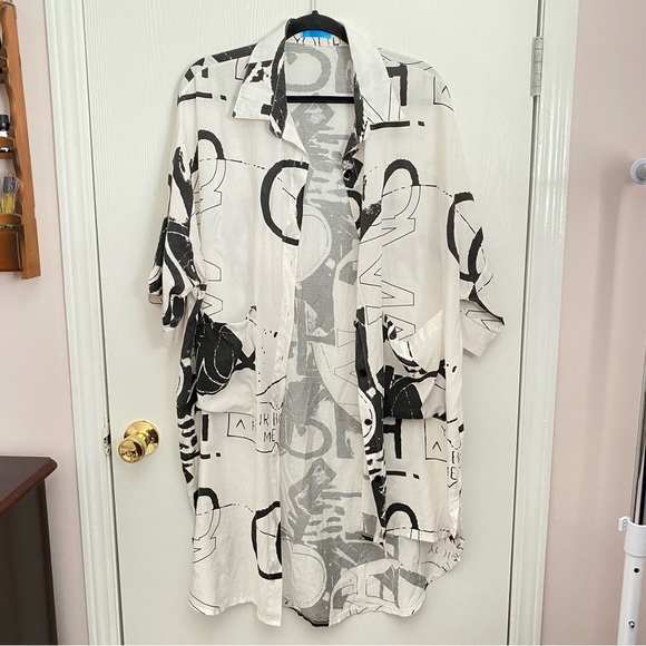 Ella Zhu Women's 1/2 Sleeve Long Shirt with Irregular Hem ( GY1828 ) Size OS - Picture 2 of 14